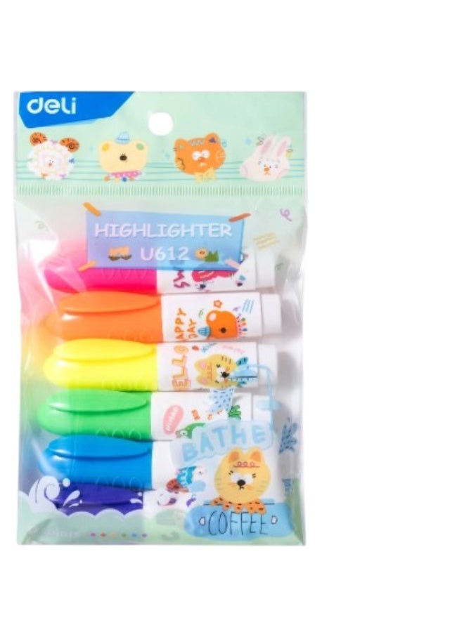 Deli Highlighter Colors ,Cute Design Fluorescent Markers for School, Office Study